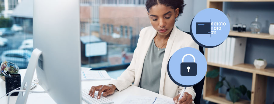 Woman working at her computer