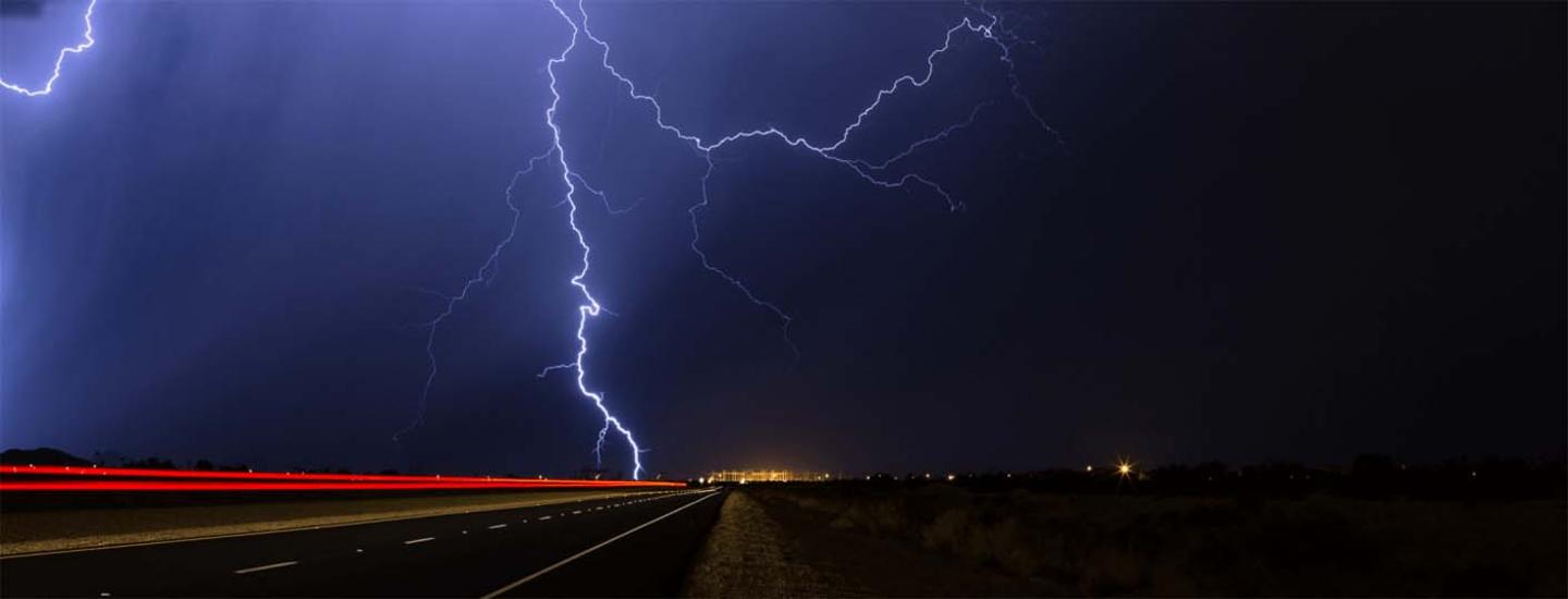Lightning storm at night