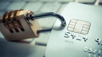 Padlock hooked on debit card